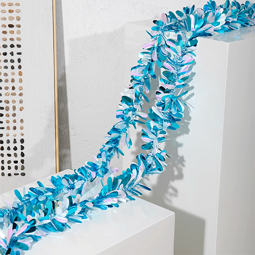 Iridescent Hanging Decorations Garland,  2M/3M Long Roll Shiny Foil Metallic Banner for Christmas, Bridal Shower, Wedding, Birthday, Frozen Theme Party, Fairy Princess Rainbow Show Decoration