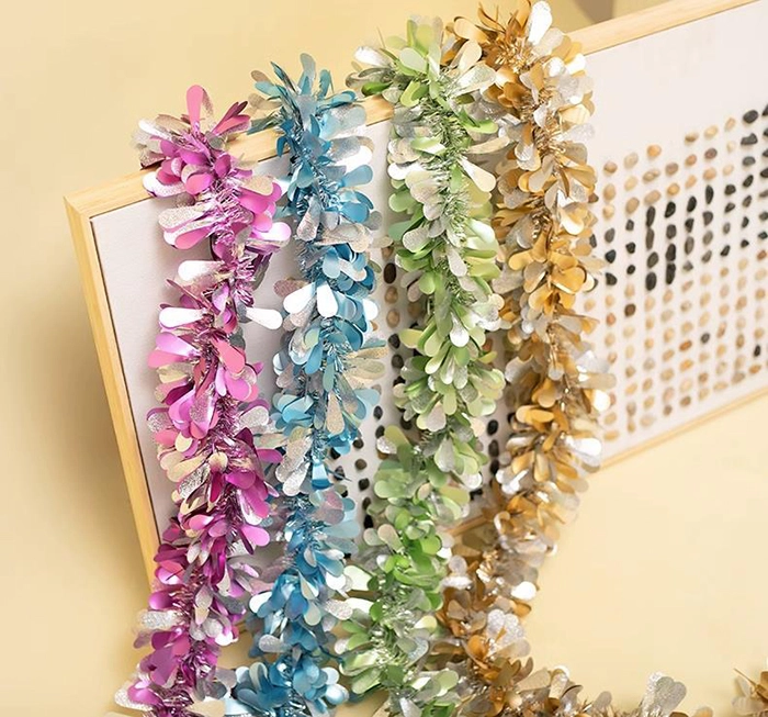 Iridescent Hanging Decorations Garland,  2M/3M Long Roll Shiny Foil Metallic Banner for Christmas, Bridal Shower, Wedding, Birthday, Frozen Theme Party, Fairy Princess Rainbow Show Decoration