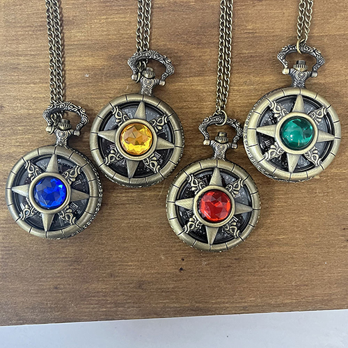 Smooth Pocket Watches - Classic Gemstone Timepiece, Vintage Necklace Clock with Chain, Classic Smooth Gemstone Pocket Watch | Antique Style Watch for Home Decor, Wedding Gift & Steampunk Access(Comes