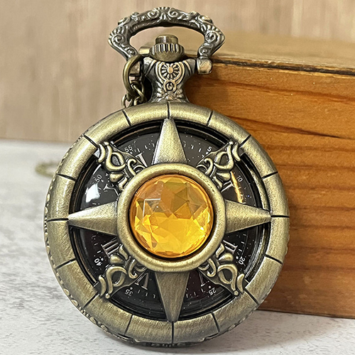 Smooth Pocket Watches - Classic Gemstone Timepiece, Vintage Necklace Clock with Chain, Classic Smooth Gemstone Pocket Watch | Antique Style Watch for Home Decor, Wedding Gift & Steampunk Access(Comes