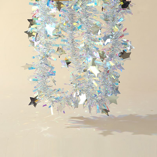 Iridescent Hanging Decorations Garland,  2M/3M Long Roll Shiny Foil Metallic Banner for Christmas, Bridal Shower, Wedding, Birthday, Frozen Theme Party, Fairy Princess Rainbow Show Decoration