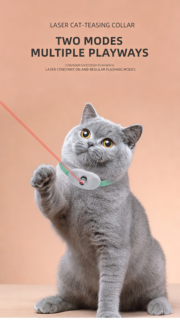 Automatic Laser Collar Cat Toy - Upgraded Laser Cat Toys, Flashing and Lasting modes, 24-34cm Bend Collar & 41°Adjust Angle free hands. Type-C USB Charge 1H and works 12H. Gifts for Ailurophile