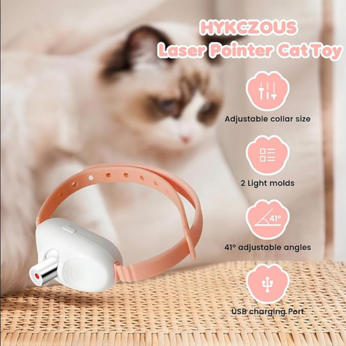 Automatic Laser Collar Cat Toy - Upgraded Laser Cat Toys, Flashing and Lasting modes, 24-34cm Bend Collar & 41°Adjust Angle free hands. Type-C USB Charge 1H and works 12H. Gifts for Ailurophile