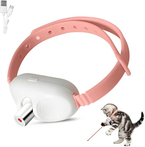 Automatic Laser Collar Cat Toy - Upgraded Laser Cat Toys, Flashing and Lasting modes, 24-34cm Bend Collar & 41°Adjust Angle free hands. Type-C USB Charge 1H and works 12H. Gifts for Ailurophile