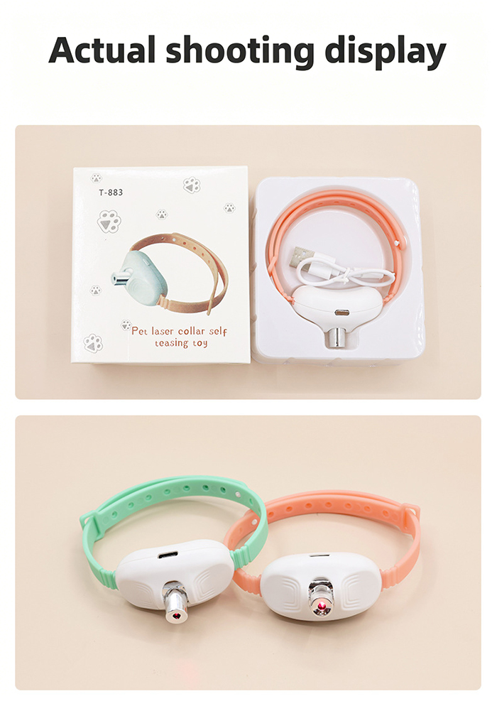 Automatic Laser Collar Cat Toy - Upgraded Laser Cat Toys, Flashing and Lasting modes, 24-34cm Bend Collar & 41°Adjust Angle free hands. Type-C USB Charge 1H and works 12H. Gifts for Ailurophile