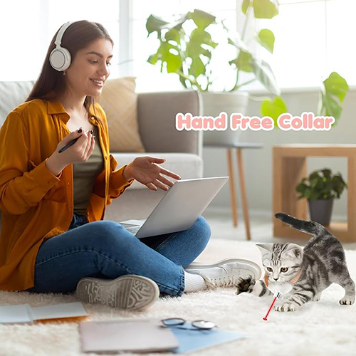 Automatic Laser Collar Cat Toy - Upgraded Laser Cat Toys, Flashing and Lasting modes, 24-34cm Bend Collar & 41°Adjust Angle free hands. Type-C USB Charge 1H and works 12H. Gifts for Ailurophile