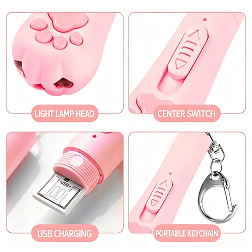 Rechargeable Cat Toys Interactive - 3 Light Modes & 5 Patterns Portable Pet Toy for Cats Dogs Kittens, Automatic Moving Mouse Toy for Fun Chase Play Exercise