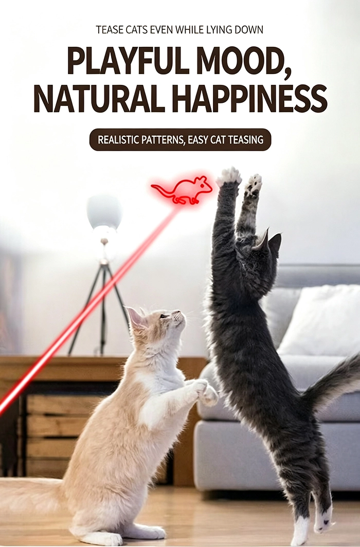 Rechargeable Cat Toys Interactive - 3 Light Modes & 5 Patterns Portable Pet Toy for Cats Dogs Kittens, Automatic Moving Mouse Toy for Fun Chase Play Exercise