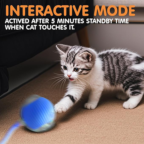 Durable Interactive Cat Toys for Indoor Cats, Smart Automatic Cat Chase Ball Toy, Upgraded Speedy Tail Kitten Toy for Bored Indoor Adult Pets