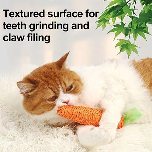 5 Pcs Natural Silvervine Sticks Cat Toys with Carrot, Fish, Silvervine Stick and Two Colorful Sisal Balls, Kittens Chew Toys for Teeth Cleaning, Matatabi Dental Care Cat Treat, Edible Kitty Lick Toys
