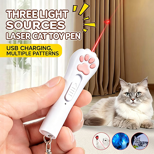 Rechargeable Cat Toys Interactive - 3 Light Modes & 5 Patterns Portable Pet Toy for Cats Dogs Kittens, Automatic Moving Mouse Toy for Fun Chase Play Exercise