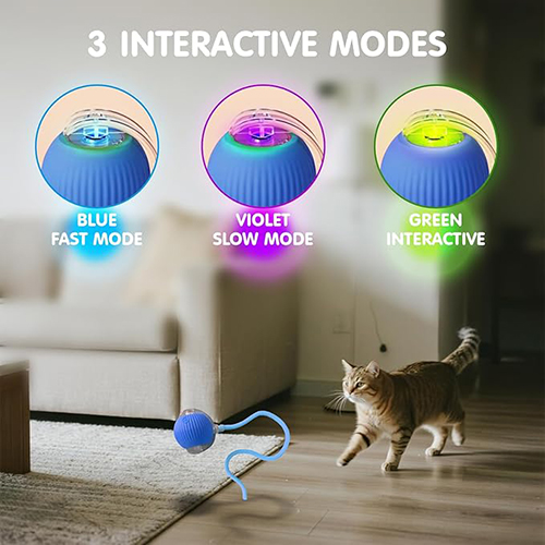 Durable Interactive Cat Toys for Indoor Cats, Smart Automatic Cat Chase Ball Toy, Upgraded Speedy Tail Kitten Toy for Bored Indoor Adult Pets
