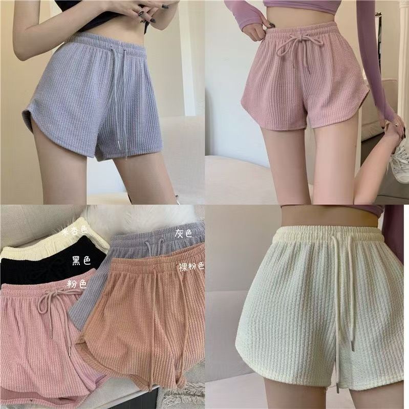 Women's sports shorts - Cheesecake casual versatile home wear A-line pants - New style with drawstring, high waist, slimming short pants for outerwear
