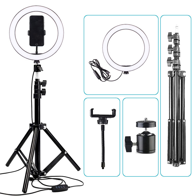 Automatic Led Ringlight With Stand And Phone holder and BT remote - Durable Ring Light And Tripod Stand 10 Inch