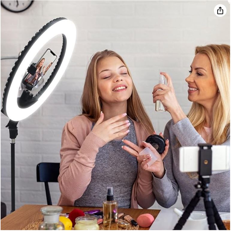 Automatic Led Ringlight With Stand And Phone holder and BT remote - Durable Ring Light And Tripod Stand 10 Inch