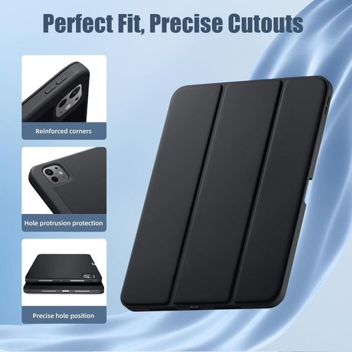For Apple iPad Pro 11 Inch Case (M4 2024/M5 2025) with Pencil Holder, Smart Cover with Protective Trifold Stand & Soft TPU Back, Auto Wake/Sleep, Support Pencil Pro, Black