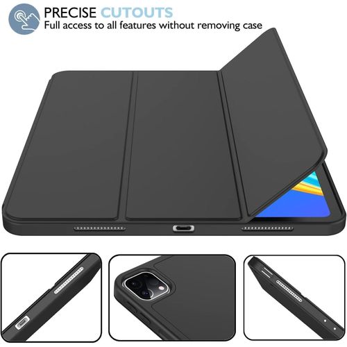 For Apple iPad Pro 11 Inch Case (M4 2024/M5 2025) with Pencil Holder, Smart Cover with Protective Trifold Stand & Soft TPU Back, Auto Wake/Sleep, Support Pencil Pro, Black