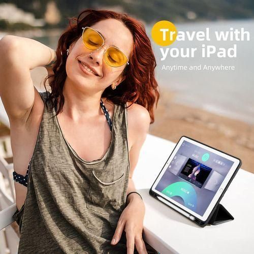 iPad Case for 9th/8th/7th Gen 10.2" - Black, Pencil Holder, Auto Sleep/Wake