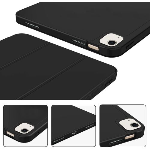 Case for iPad Air 11 inch M4 2026/ M3 2025/ M2 2022 Case with Pencil Holder, Lightweight Slim Soft TPU Back Trifold Smart Cover, Auto Sleep/Wake, Black (11 inch)