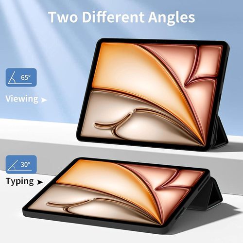 Case for iPad Air 11 inch M4 2026/ M3 2025/ M2 2022 Case with Pencil Holder, Lightweight Slim Soft TPU Back Trifold Smart Cover, Auto Sleep/Wake, Black (11 inch)
