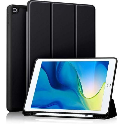iPad Case for 9th/8th/7th Gen 10.2" - Black, Pencil Holder, Auto Sleep/Wake