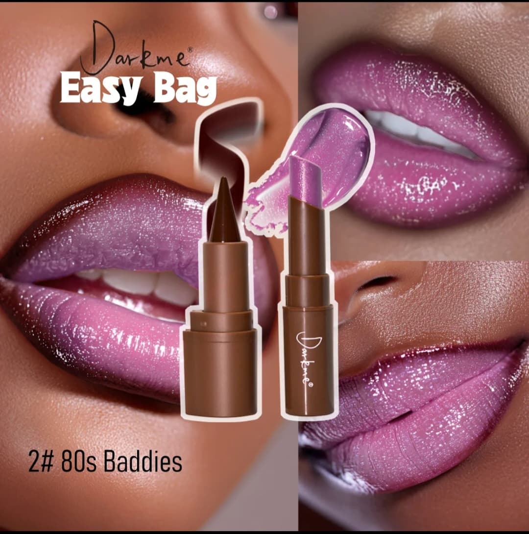 Darkme 2 pcs  Popular Waterproof Long-Lasting Non-Stick Lip Liner & Lipstick Combo Set with Pearlescent Solid Lipstick easy bag for lip combos Glitter Moisturizing