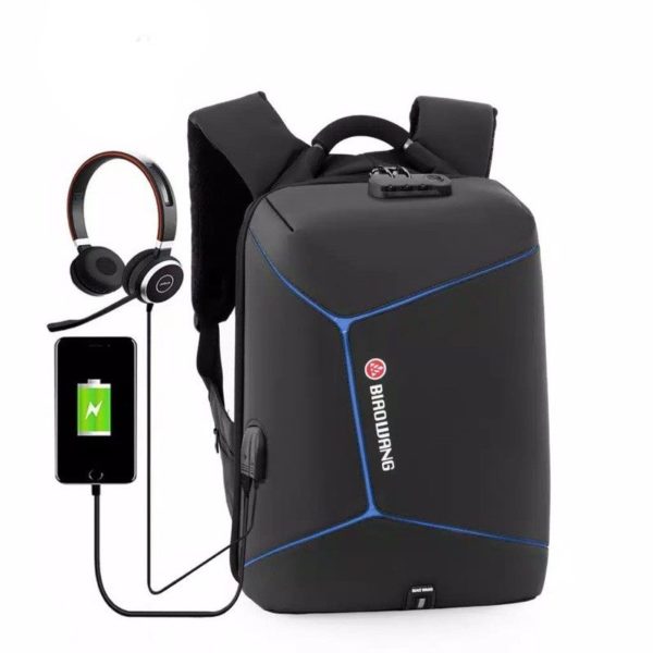 Biaowang Anti-Theft 15.6-Inch Laptop Backpack with USB Charging Port & Combination Lock – Waterproof Hard-Shell Design, Hidden Zippers, Padded Laptop Compartment, Ergonomic Straps & Multi-Organizer.