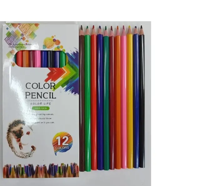 Premium Colored Pencils 12 Colors Set – Pre-Sharpened Long Colouring & Drawing Pencils for School, Office, Sketching, Adult Coloring Books & Art Supplies