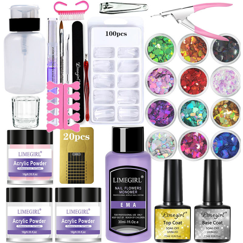 Nail art set crystal powder liquid set nail set tools nail brush nail extension nail accessories