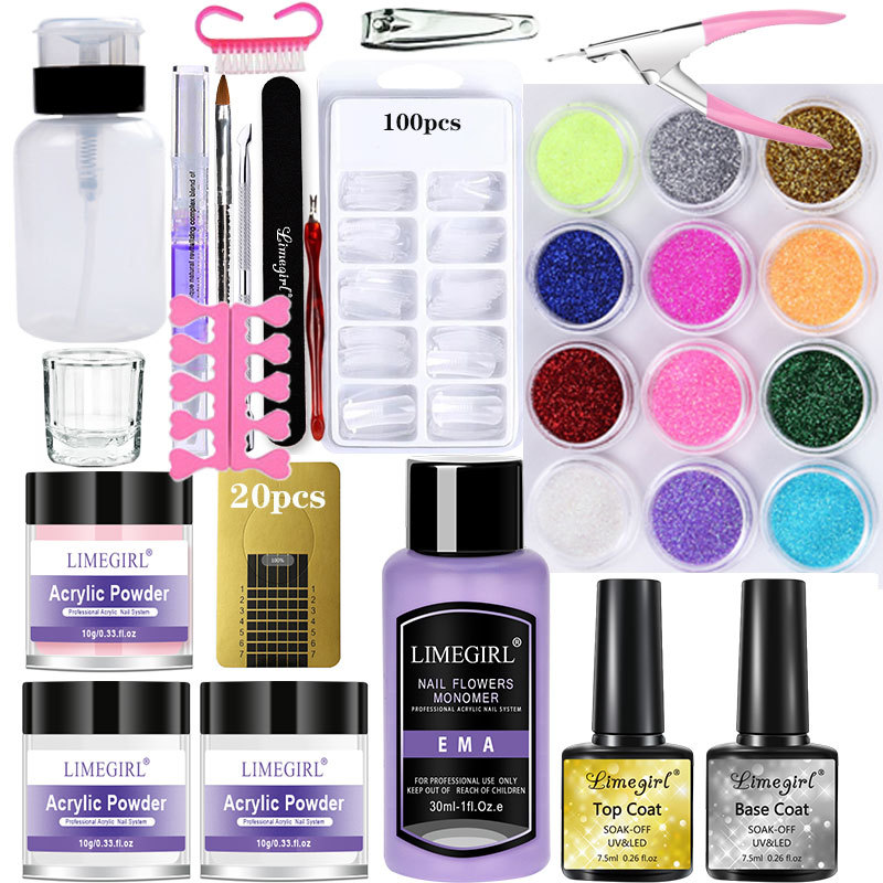 Nail art set crystal powder liquid set nail set tools nail brush nail extension nail accessories