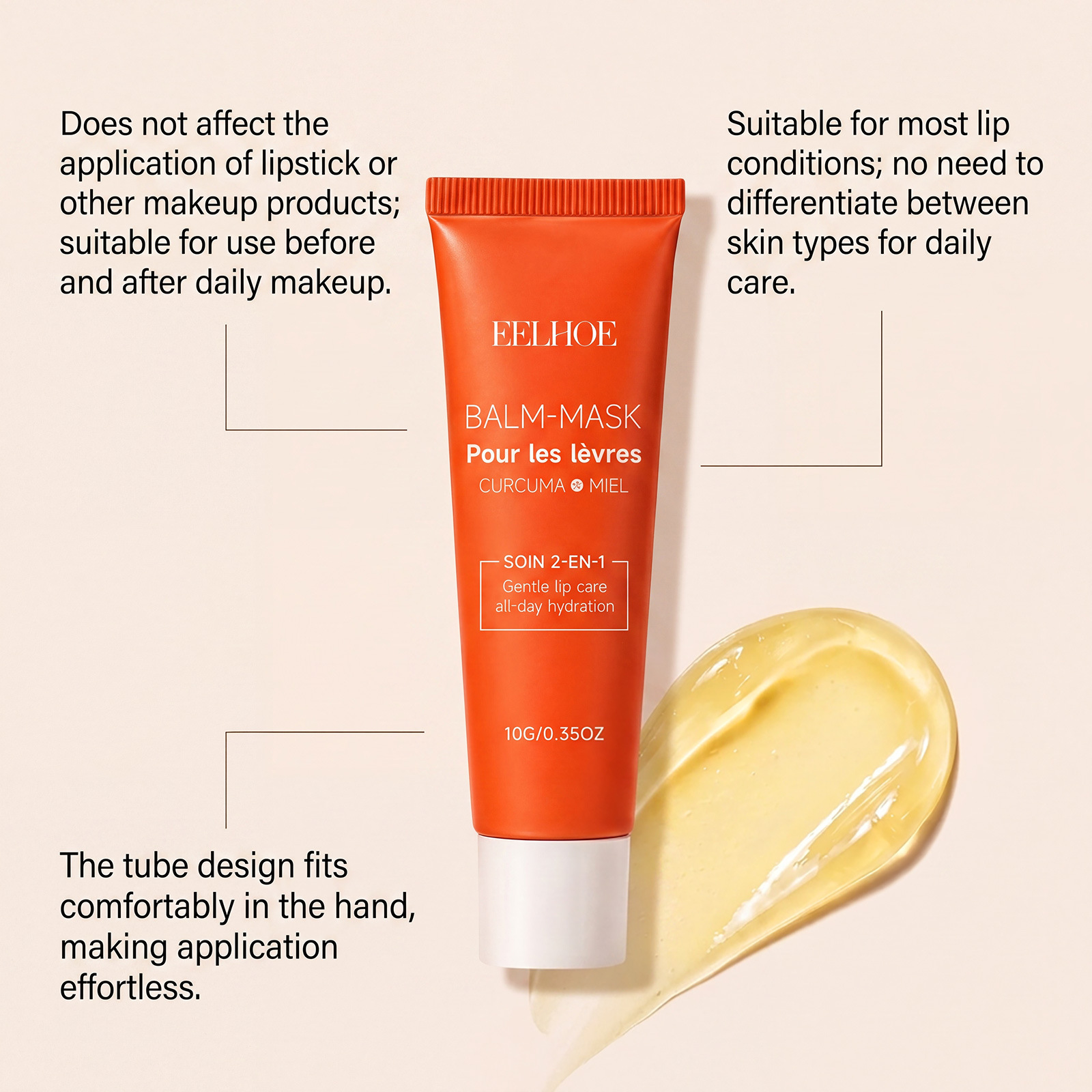 EELHOE Honey Moisturizing Lip Balm Moisturizing Formula, Gentle and Fits Lips, Refreshing and Non-Sticky