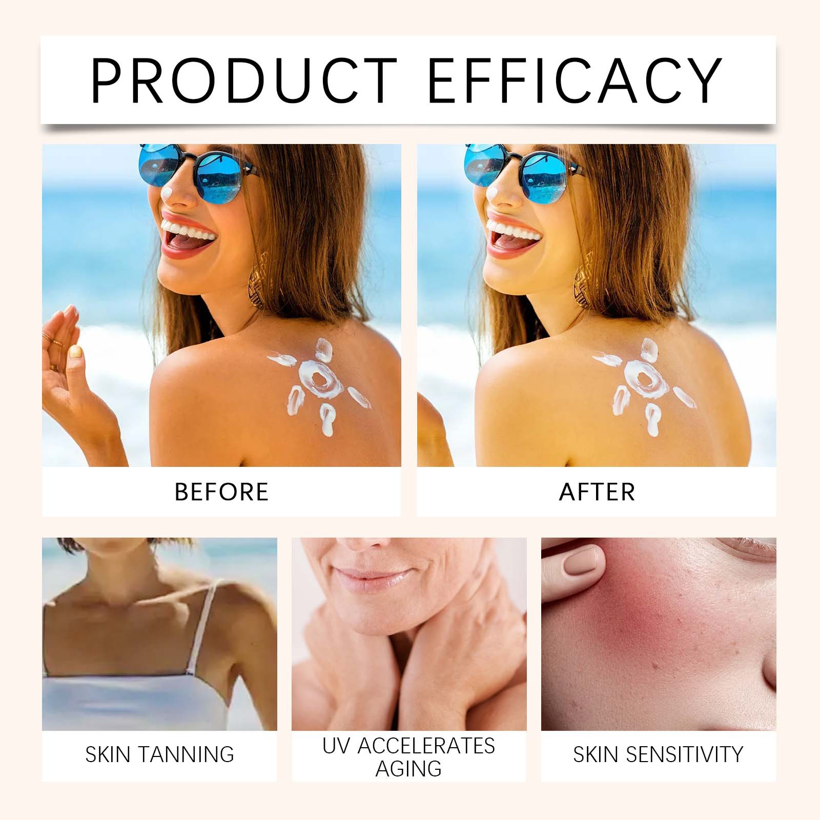 OUHOE Rice Protective Cream Outdoor Care Moisturizes Skin, Refreshing and Non-Greasy Protective Cream