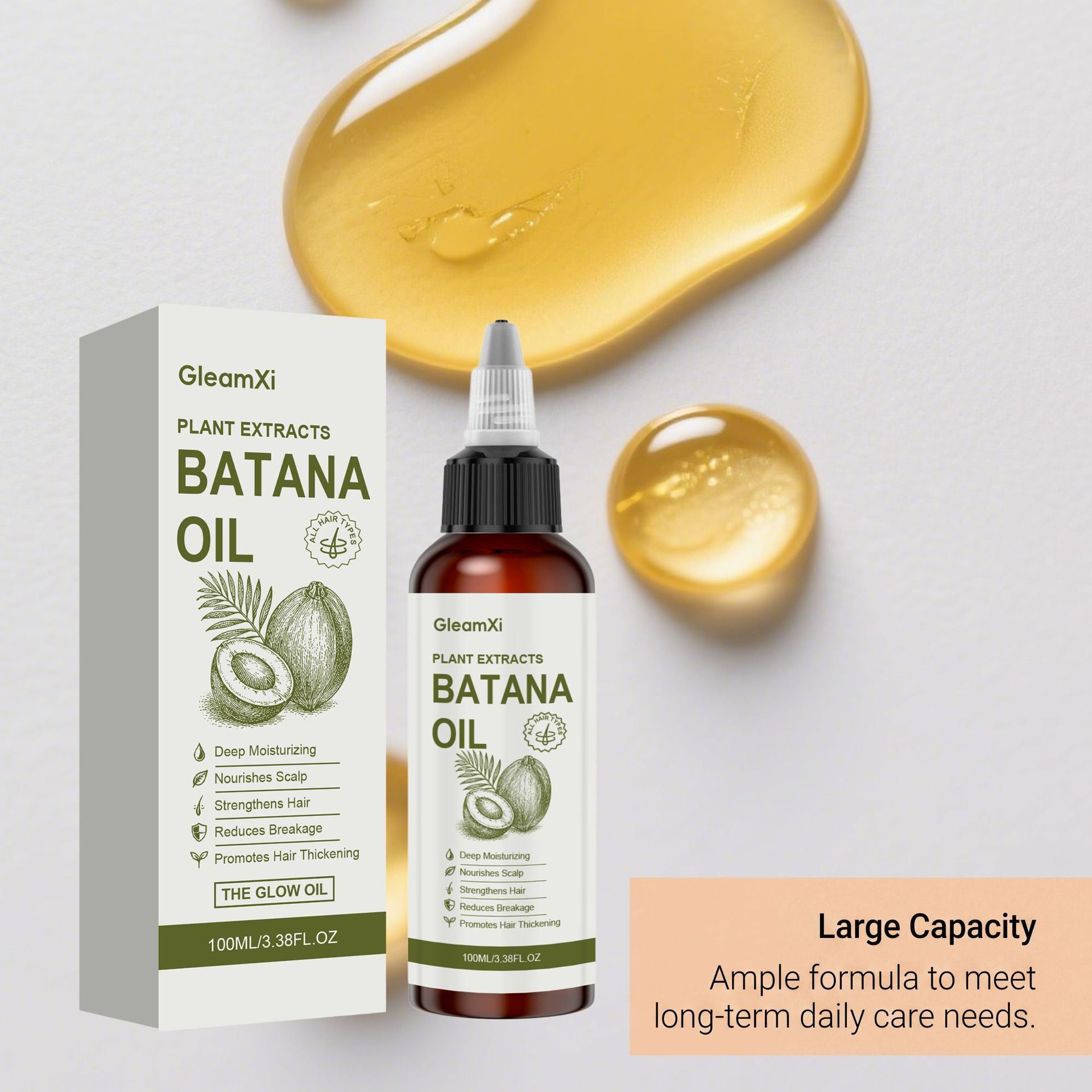 Gleamxi Batana Hair Care Oil, protects hair to be soft, smooth, delicate, and shiny - Hair Care Oil