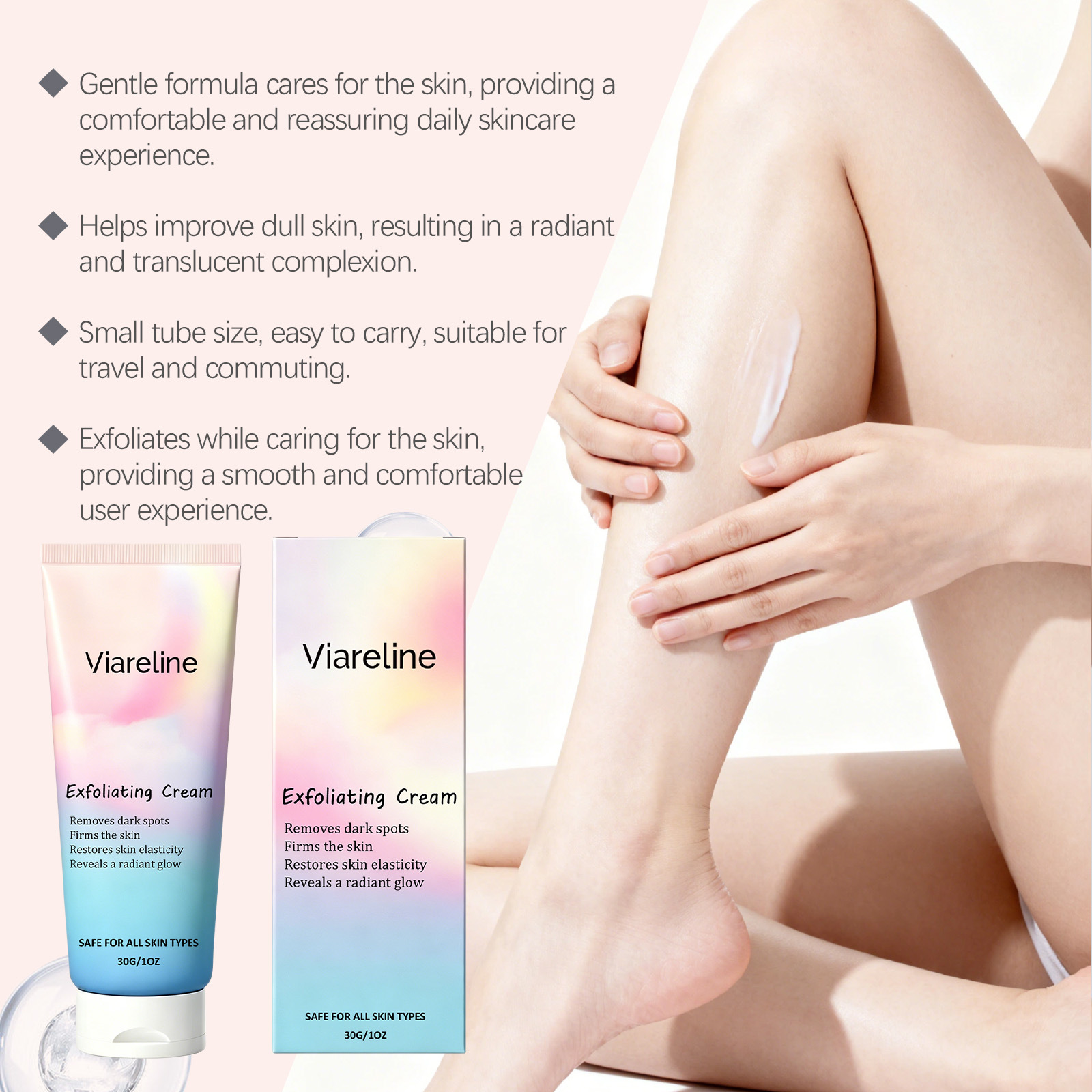 VIARELINE Brightening Exfoliating Cream Gentle cleansing for the body, smooth and delicate skin, moisturizing and exfoliating