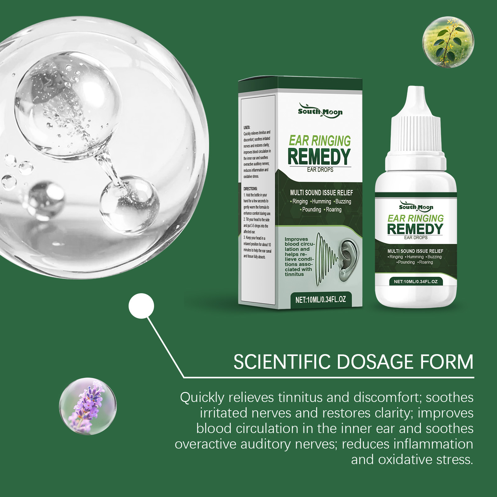 SOUTH MOON Herbal Ear Care Drops Gentle Moisturizing Ear Skin Cleaning Care Drops