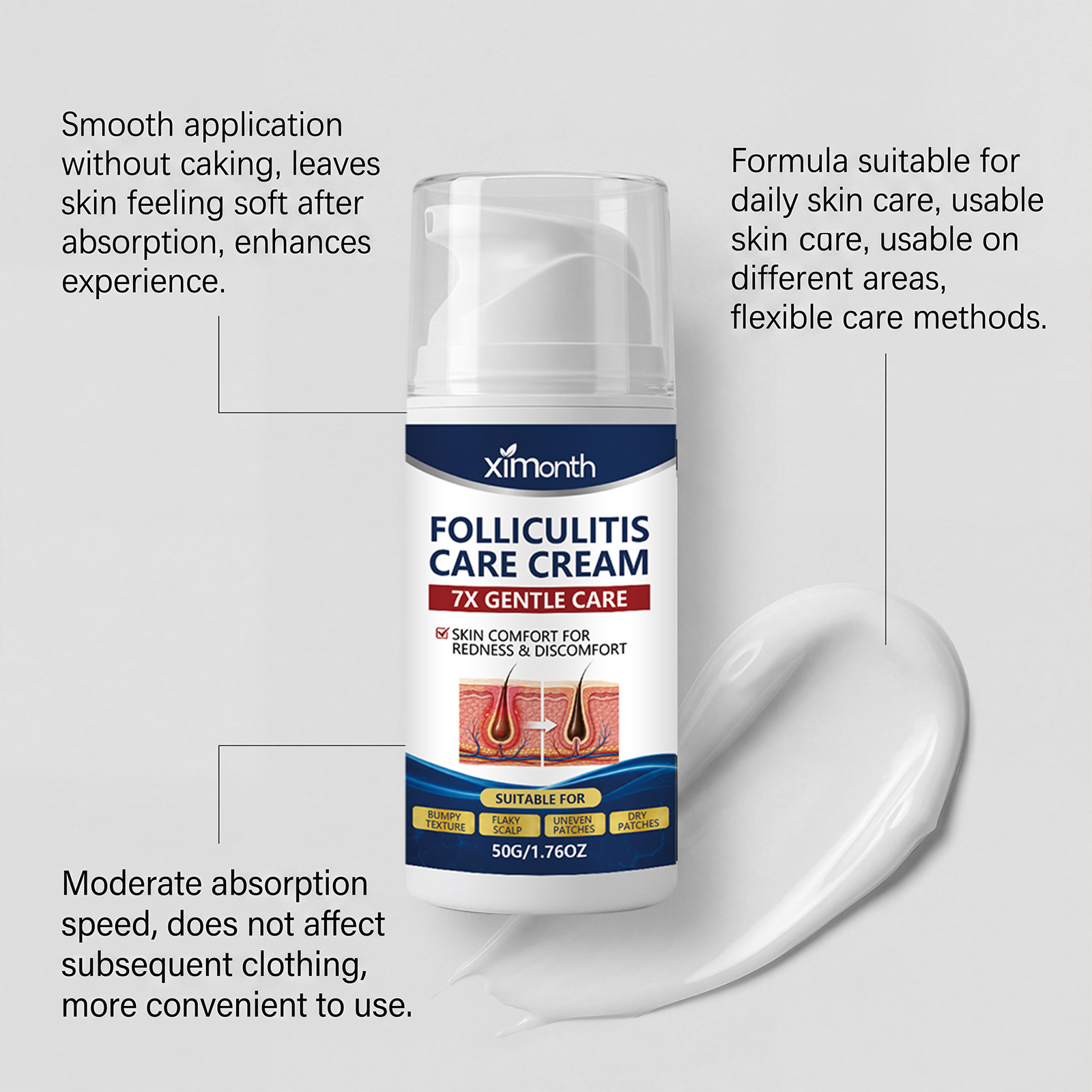 XIMONTH Scalp Care Cream Moisturizes the scalp, making the skin hydrated, soft, gentle, skin-friendly, refreshing, smooth, and delicate