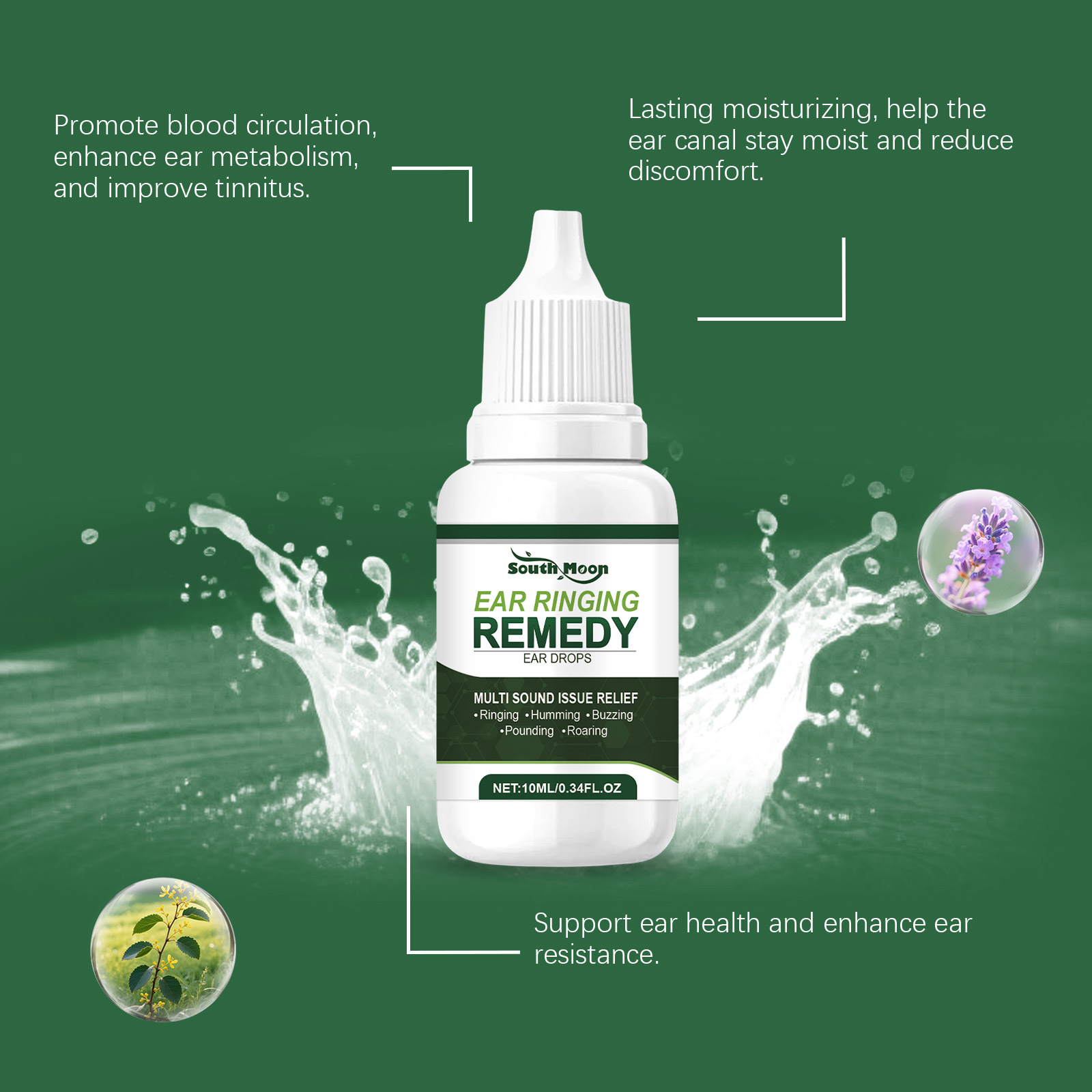SOUTH MOON Herbal Ear Care Drops Gentle Moisturizing Ear Skin Cleaning Care Drops