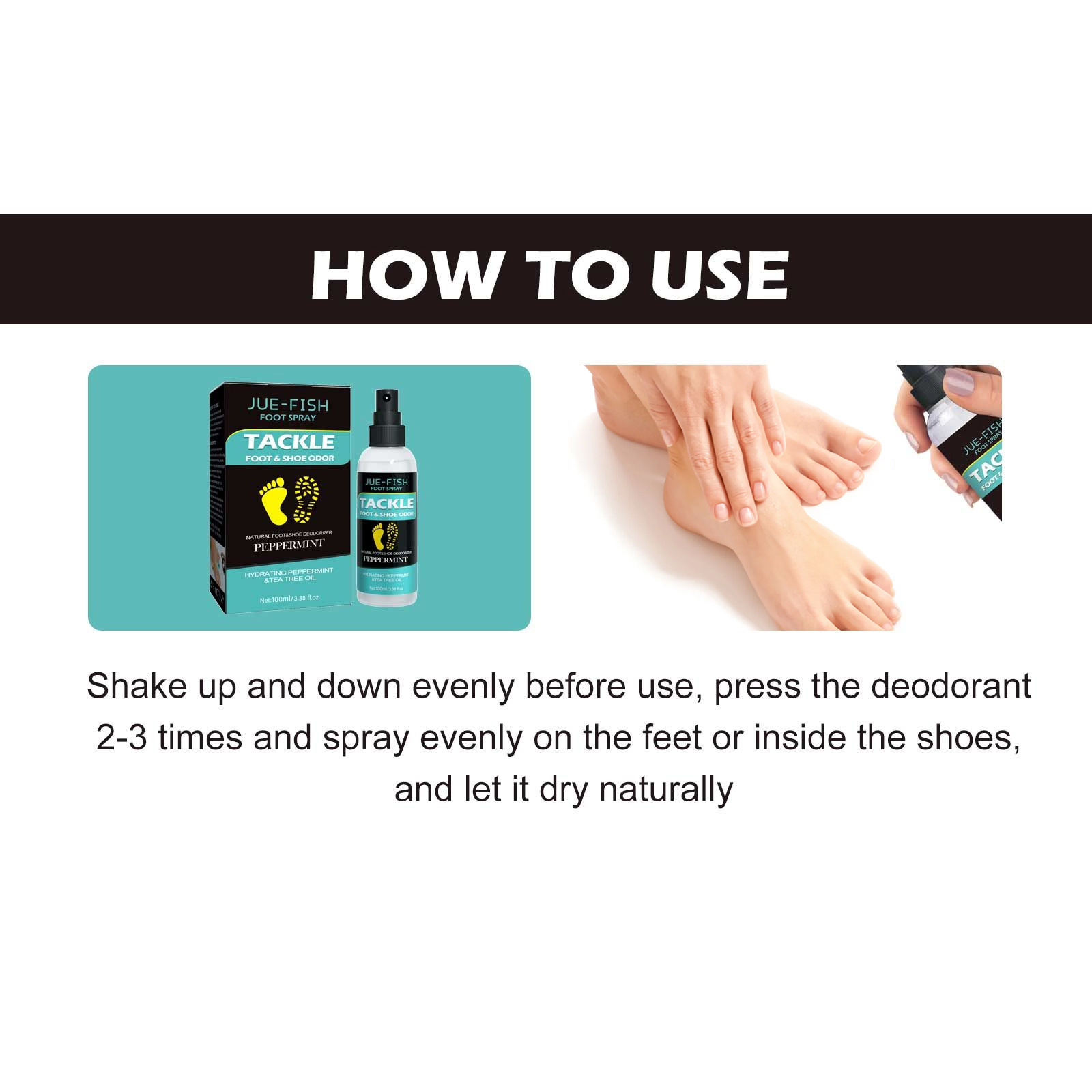 JUE FISH Foot Care Spray Daily Foot Care Gentle Moisturizing Refreshing Convenient Spray