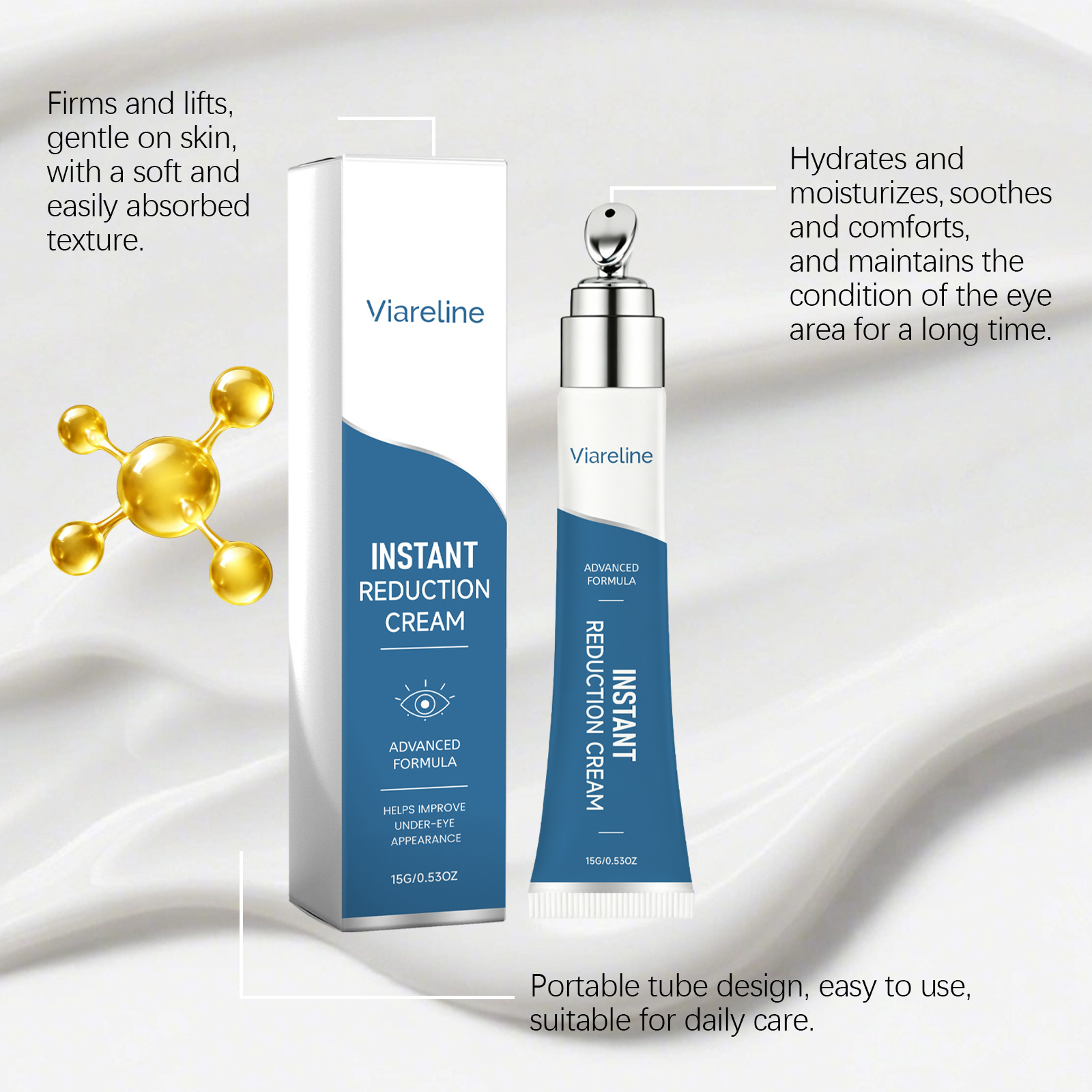VIARELINE Eye Care Cream for the Eye Area - Gentle care for the skin around the eyes, refreshing and lightweight, everyday moisturizing eye cream