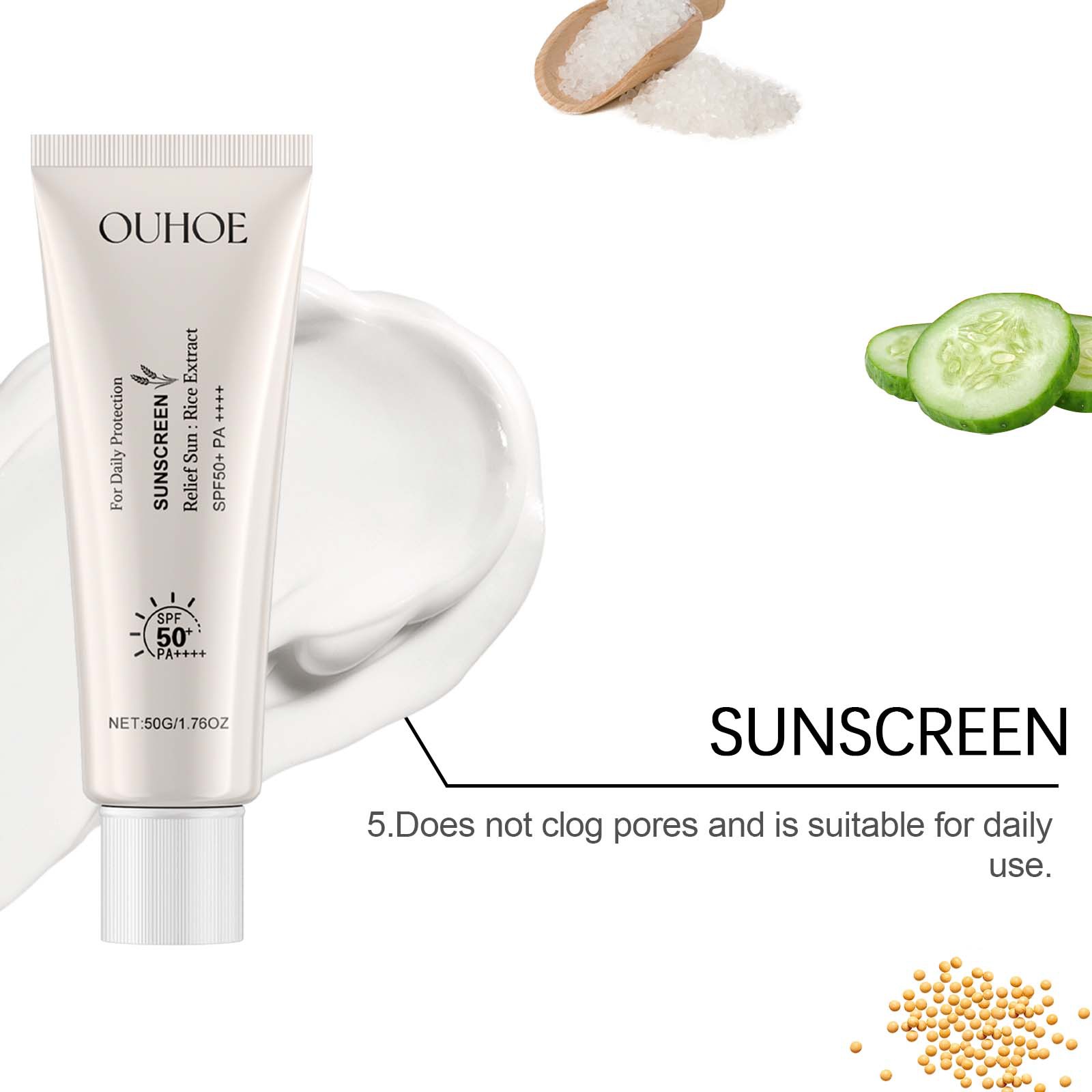 OUHOE Rice Protective Cream Outdoor Care Moisturizes Skin, Refreshing and Non-Greasy Protective Cream