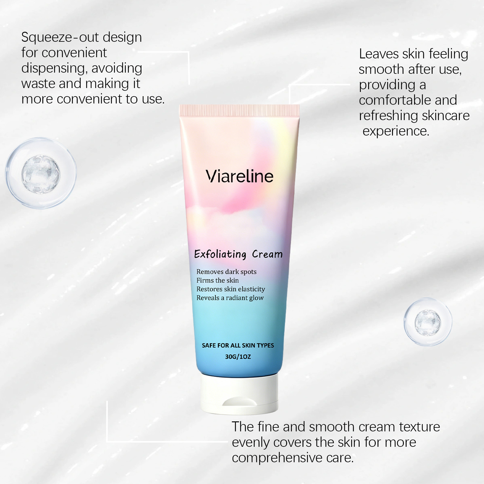 VIARELINE Brightening Exfoliating Cream Gentle cleansing for the body, smooth and delicate skin, moisturizing and exfoliating