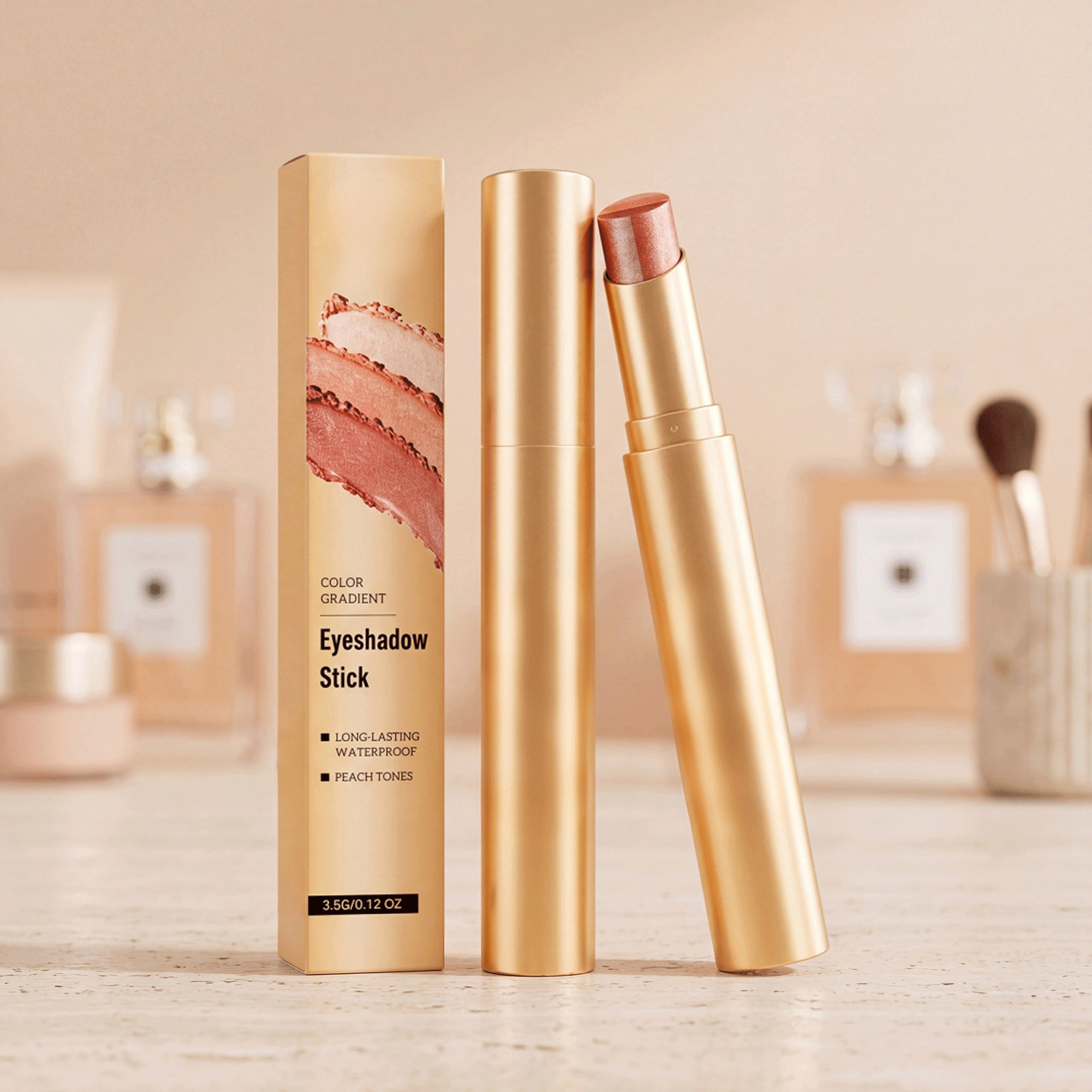 Shimmering orange-brown long-lasting multi-color eyeshadow stick, highly pigmented, easy to blend, natural highlight, smooth for everyday makeup