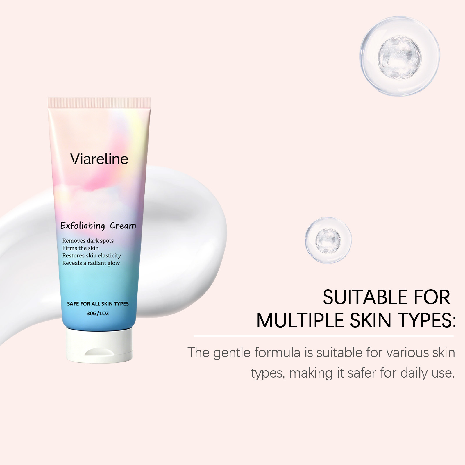 VIARELINE Brightening Exfoliating Cream Gentle cleansing for the body, smooth and delicate skin, moisturizing and exfoliating