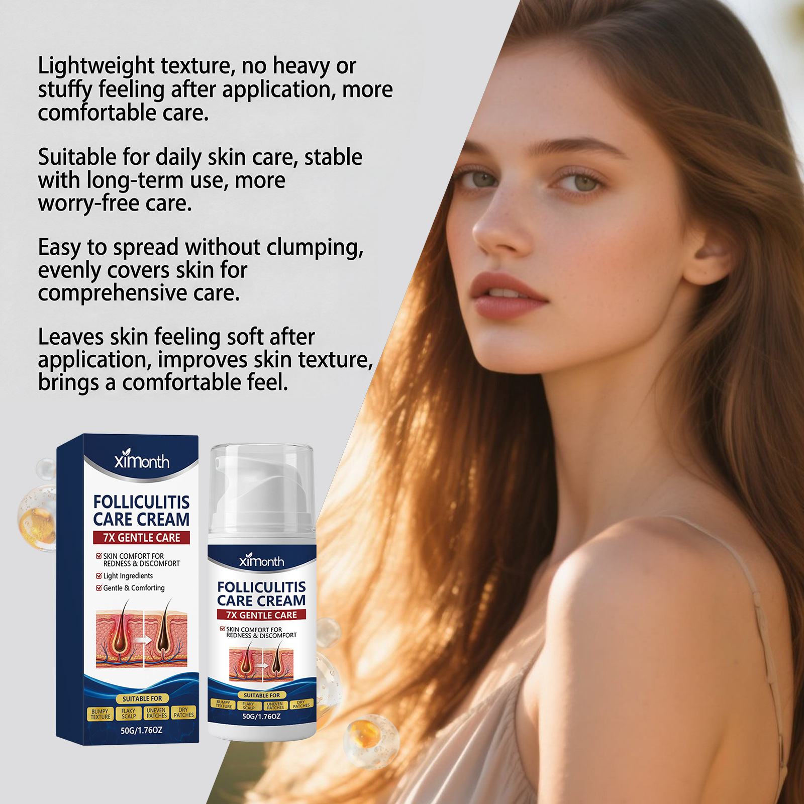 XIMONTH Scalp Care Cream Moisturizes the scalp, making the skin hydrated, soft, gentle, skin-friendly, refreshing, smooth, and delicate