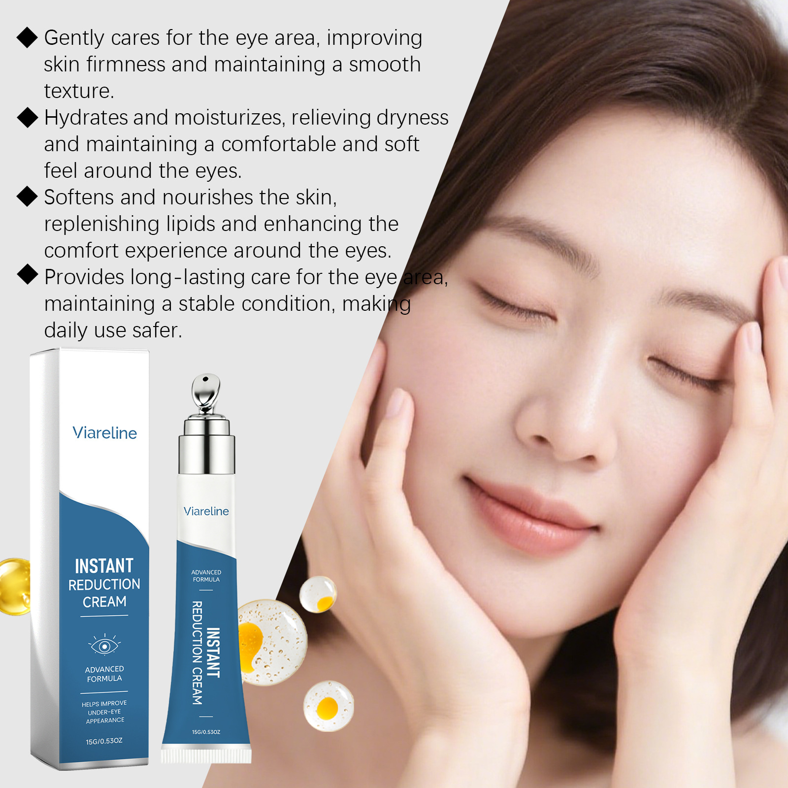 VIARELINE Eye Care Cream for the Eye Area - Gentle care for the skin around the eyes, refreshing and lightweight, everyday moisturizing eye cream