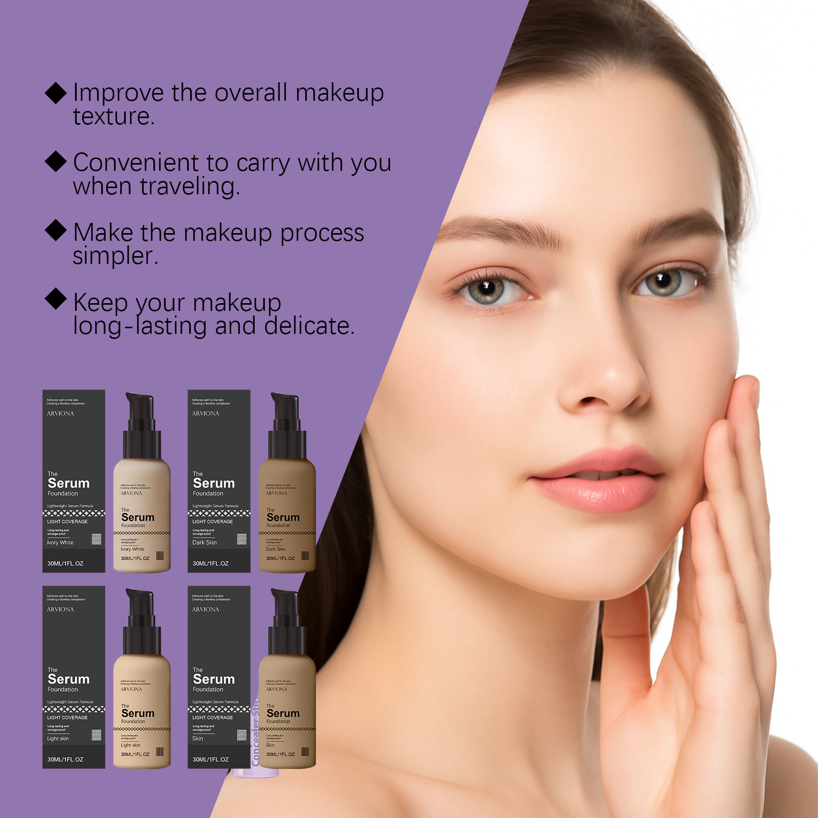 ARVIONA Essence Foundation Series, Available in Multiple Skin Tones, Moisturizing, Concealing, Lightweight, Smooth, Does Not Cake view 4