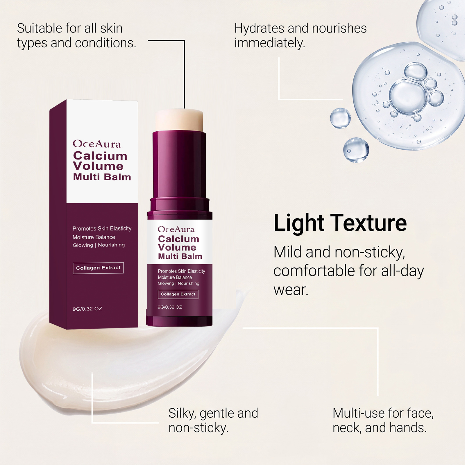 OCEAURA Moisturizing Multi-Effect Skin Cream, multiple hydration, delicate skin texture, lightweight and all-day moisturizing