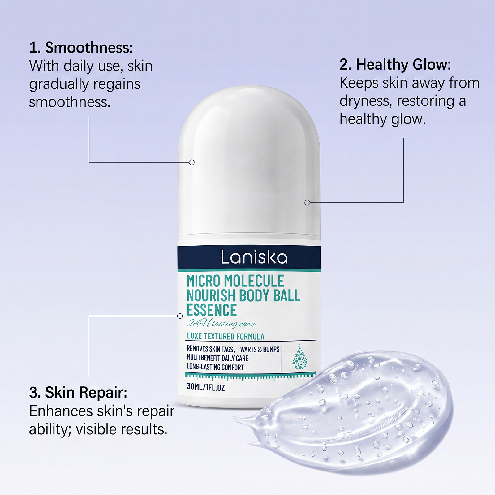 LANISKA Body Care Roll-On Essence - gently cares for your skin, keeping it smooth, clean, and extra moisturized
