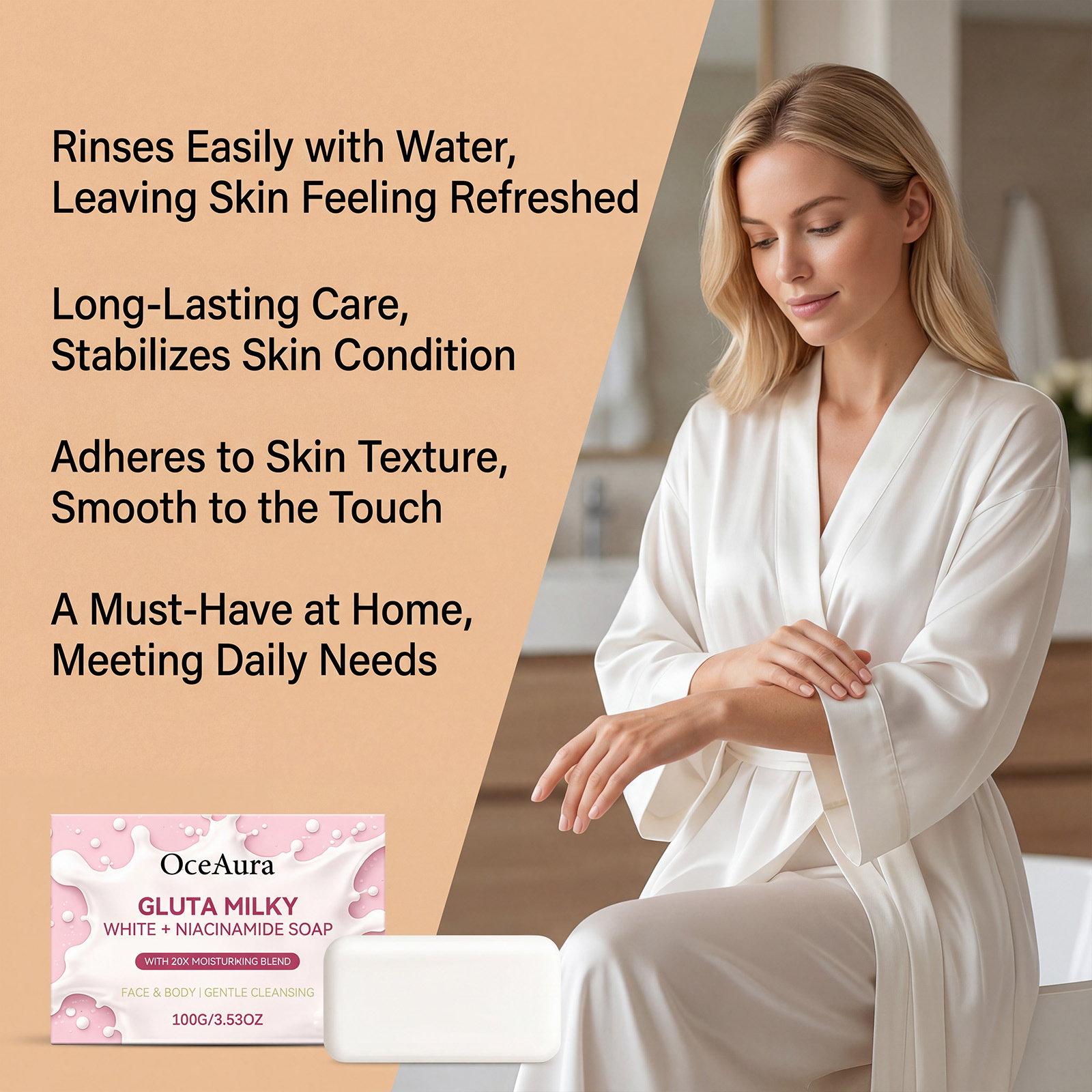 OCEAURA Bath Soap Gentle Care, Fits the Skin, Refreshing and Comfortable, Daily Home Bath Cleaning