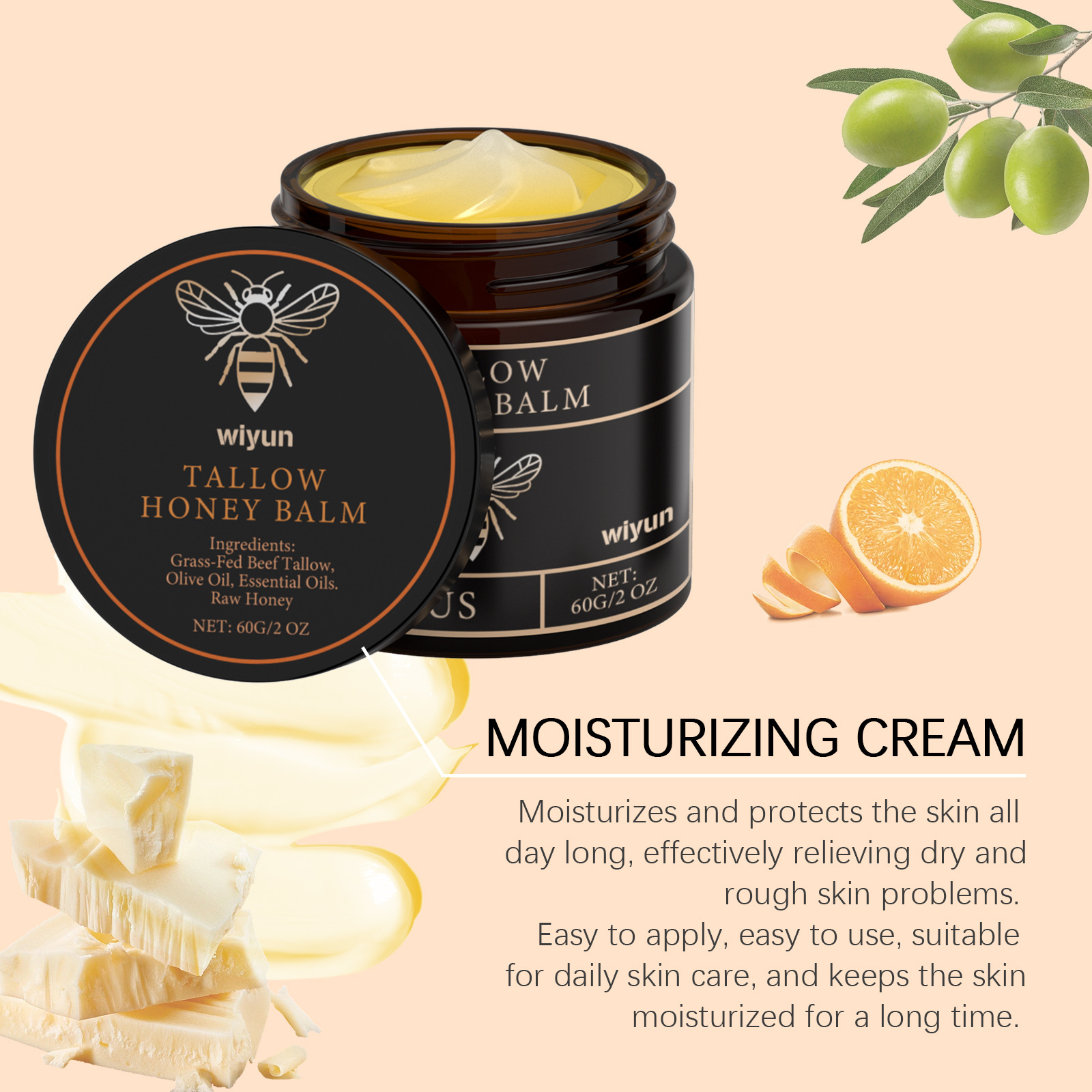 WIYUN Ghee Honey Moisturizing Cream - Gently hydrates, nourishes, keeps skin smooth and non-greasy
